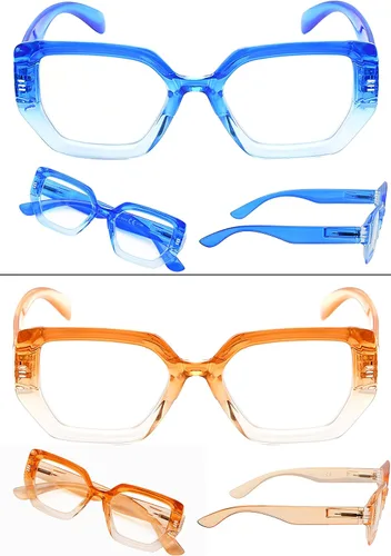 Miniatura 4 de LUR Gafas de lectura para mujer - 4 pares de lectores de moda para mujer +0.50