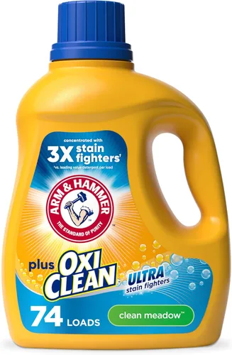 Miniatura 14 de ARM & HAMMER Plus OxiClean Ultra Stain Fighters - Detergente líquido para ropa, removedor de manchas para ropa, aroma fresco, 74 cargas, 96.2 onzas