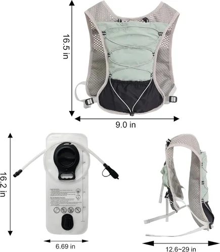 Miniatura 5 de Hydration Running Vest for Women Men, Water Vest Backpack 2L, Lightweight Hydration Pack Water Backpack for Hiking, Trail Marathon Race