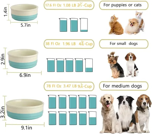 Miniatura 6 de Sweejar Cuencos de Cerámica para Perros, Plato de Comida para Perros Pequeños y Gatos, Cuenco de Porcelana Resistente para Mascotas para Comida