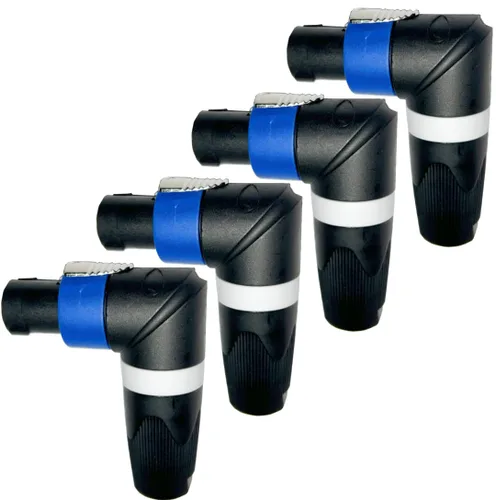 Miniatura 5 de CESS Conectores adaptador de cable Speakon en ángulo recto de codo, 4 polos en forma de L de alta carga para altavoz, bloqueo giratorio compatible