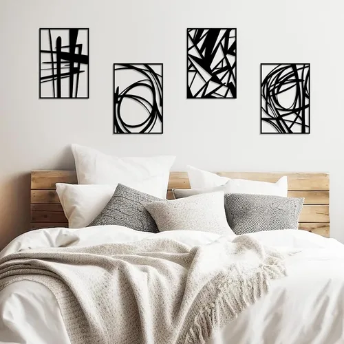 Creoate Decoración de pared de metal negro, arte abstracto moderno para pared, esculturas de pared 3D, arte de pared de metal negro para sala de