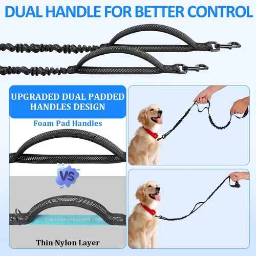 Miniatura 5 de Philorn Correa de perro manos libres con bolsa, correa de cintura ajustable para pasear perros, correas de correr para perros medianos y grandes