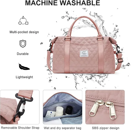Miniatura 5 de Bolsas de viaje para mujer, bolso de mano para fin de semana para mujer, A-3-pink Con Neceser
