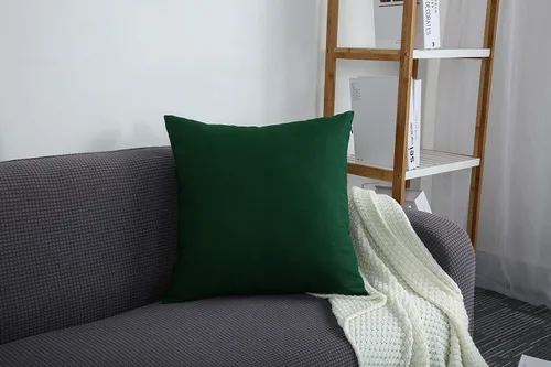 Miniatura 4 de TangDepot - Funda de almohada hecha a mano 100% lona de algodón, Algodón, Verde Oscuro