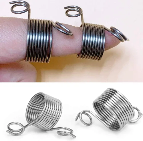 Miniatura 6 de Ymiko Anillos de tejer para hilos de hilo Anillo Adaptador de ganchillo Soporte de dedo Dedos Ayuda a la tensión Regulador Doble Dedal Tejedores Tu