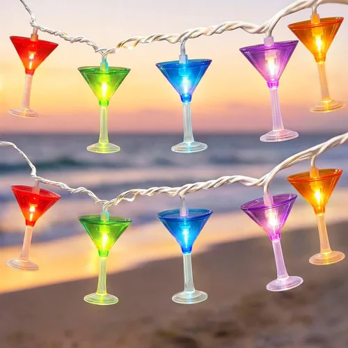 Miniatura 14 de Tira de luces de estrellas rojas, blancas y azules, 8.5 pies, luces de decoración del 4 de julio con 10 luces rojas, blancas y azules, tira de luces