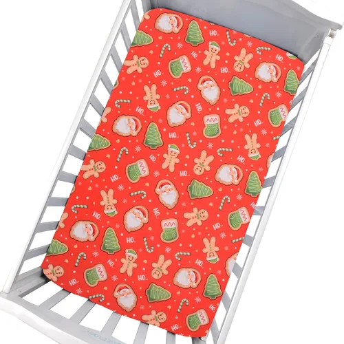 Cloele Sábana Ajustable de Navidad para Cuna Biscuit para Niños y Niñas - Paquete de 1 Sábana de Guardería Santa Baby Sábana de Cama Acogedora para