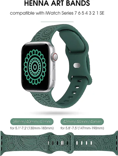 Miniatura 3 de Correa grabada floral compatible con Apple Watch Band de 1.496 pulgadas, 1.575 pulgadas, 1.614 pulgadas, mujeres, hombres y niños, correas