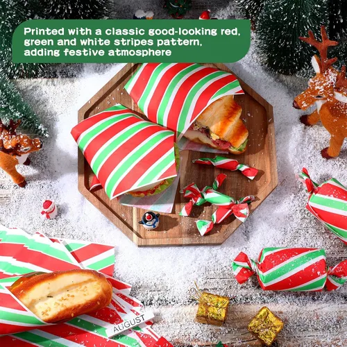 Miniatura 4 de Tenceur 150 piezas de hojas de papel encerado de Navidad para envolver alimentos, papel de pergamino a granel, hojas de papel encerado