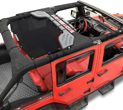 Miniatura 35 de Shadeidea JK - Parasol superior compatible con Jeep Wrangler JKU, cubierta de techo de malla suave (2007-2018) - Bloqueador de ruido de viento UV
