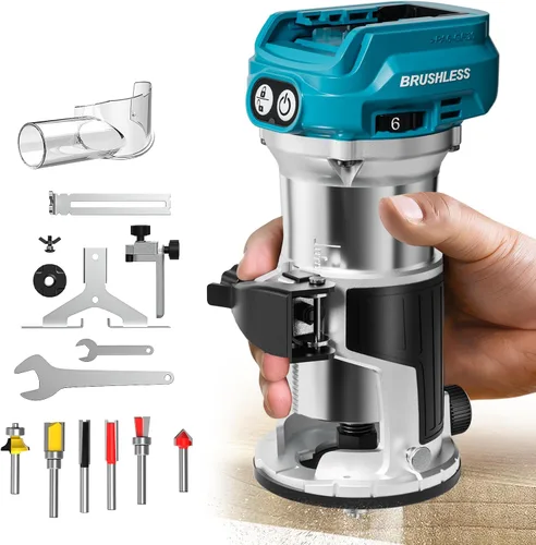Miniatura 9 de MtiolHig Enrutador compacto inalámbrico compatible con batería DeWalt de 20 V (solo herramienta), herramienta de enrutador de 6 velocidades