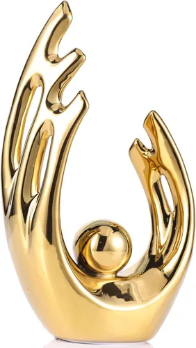 Miniatura 11 de XMGZQ Estatuas y esculturas de cerámica abstracta, estatuas de cerámica de arte negro y dorado, decoración moderna para el hogar, sala de estar