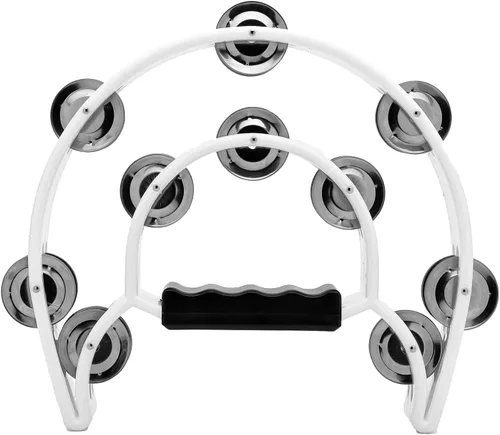 Miniatura 11 de Musfunny Half-MoonTambourines Instrumento musical para adultos, fiesta, color negro Half-Moon, Double Row Metal Jingles, Hand Held Percussion