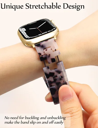 Miniatura 7 de JR.DM Pulsera elástica de resina con cuentas de tortuga para mujer, compatible con Apple Watch Band de 1.654 in (S3/2/1) 1.732 in 1.772 in 1.811 in