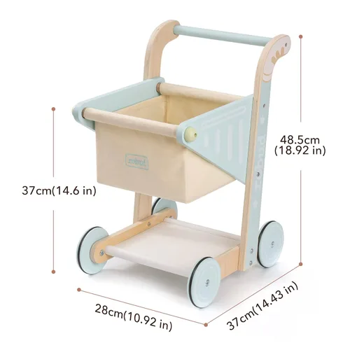 Miniatura 2 de ROBUD Andador de madera para bebés para niñas y niños, carrito de compras de madera para niños pequeños, juguetes de aprendizaje para niños de 10