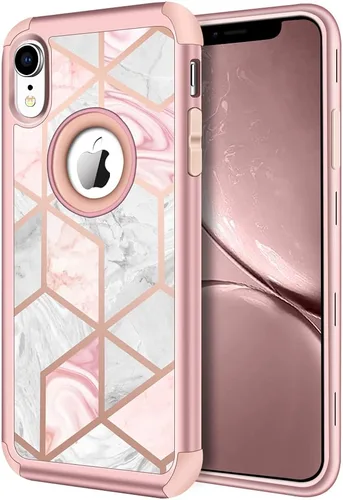 Miniatura 15 de Hython Compatible con Funda para iPhone XR, Protector Defensor de Cuerpo Completo de Servicio Pesado con Purpurina Brillante Reluciente, Carcasa