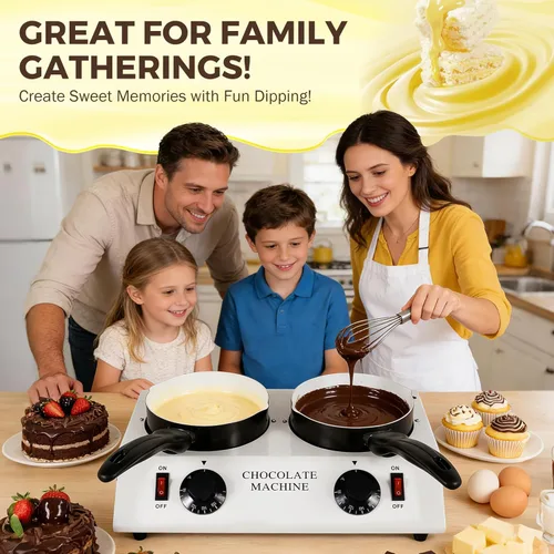 Miniatura 5 de Olla eléctrica para fundir chocolate, ollas antiadherentes de cerámica dobles de 1 L, calefacción PTC, control de temperatura independiente