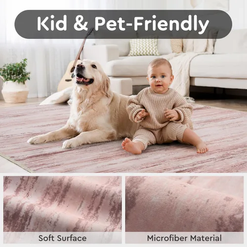 Miniatura 4 de tchdio Alfombras de área de 3 x 5 pies para sala de estar, alfombra lavable a máquina, alfombra abstracta antideslizante pequeña, alfombra