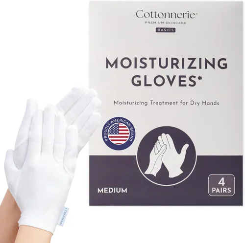 4 pares de guantes de algodón Cottonnerie Basics para manos secas al dormir, guantes hidratantes durante la noche, guantes hidratantes para manos,