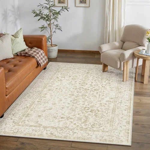 Miniatura 41 de PureCozy Alfombra de área beige de 2 x 3 pulgadas, lavable, vintage, pequeña, para entrada, cocina, suave, retro, floral, de pelo bajo, tapete