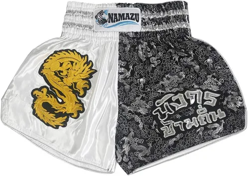 NAMAZU Pantalones cortos Muay Thai para hombres y mujeres, pantalones cortos de kickboxing de alta calidad para gimnasio y boxeo.