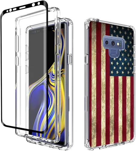 Funda para Galaxy Note 9, Samsung Note 9 N960U con protector de pantalla de vidrio templado, funda protectora de cuerpo completo con bonito patrón