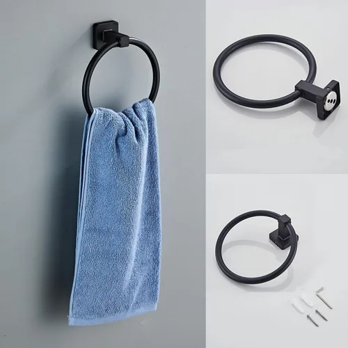 Miniatura 9 de Juego de accesorios de baño de 4 piezas de hardware de baño en negro mate, juego de accesorios de baño de acero inoxidable montado en la pared