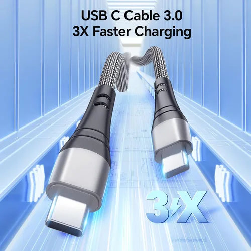 Miniatura 2 de Cable de carga USB C de 10 pies de carga rápida de 60 W, paquete de 2 cables de carga tipo C USB C a USB C, cable compatible con iPhone