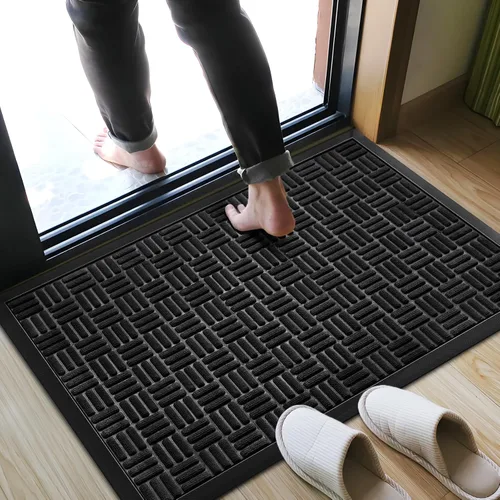 Miniatura 4 de Mibao Tapete para puerta delantera, resistente y duradero, tapete de bienvenida para interiores y exteriores, atrapador de suciedad, impermeable