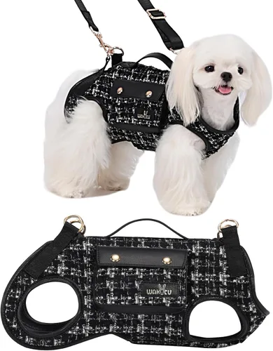Miniatura 14 de Wakytu Arnés de elevación para perro, arnés VES ajustable para perro, correa ajustable para perro con bolsa pequeña para golosinas para cachorros
