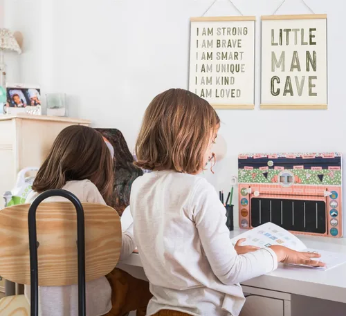 Miniatura 3 de ULEGIE Pósters de decoración para guardería de niños con marcos y colgador de madera, cartel de cueva de Little Man para niños, decoración de Verde