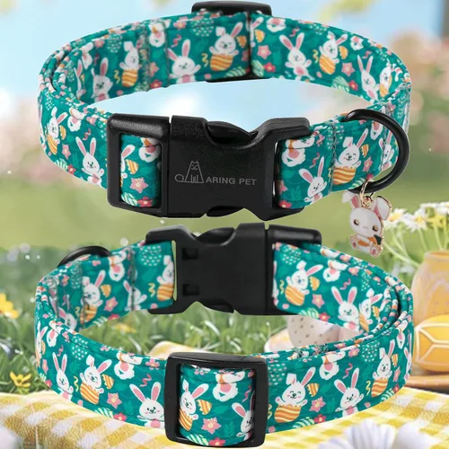 Miniatura 191 de Aring Pet Collar de algodón, lindo, con hebilla de liberación rápida, para bodas, para perros pequeños, medianos y grandes, rosa Terciopelo rosa