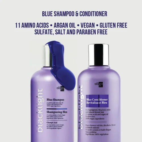 Miniatura 4 de Oligo Professionnel - Champú y acondicionador Blacklight Blue para rubias - Sin sulfato - Vegano - Elimina los tonos cobrizos - Refresca reflejos