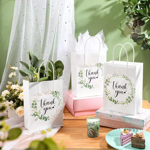 Miniatura 2 de Tinlade 30 bolsas de regalo de agradecimiento con papel de seda dorado con asa para graduación, negocios, compras, boda, ducha, regalos de fiesta