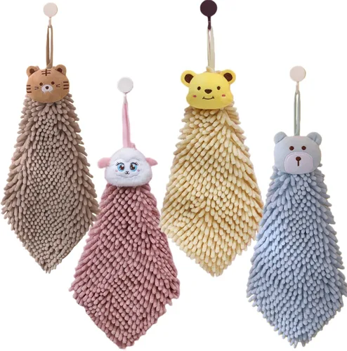 Miniatura 11 de Ivymei Paquete de 3 toallas de mano de felpilla mullidas, bonitas toallas de mano colgantes con lazo para cocina y baño, toallas de baño de mano