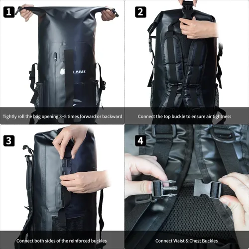 Miniatura 5 de Mochila impermeable IPX6, bolsa con cierre enrollable y accesorios de kayak, esenciales para camping, natación, playa, pesca, rafting, viajes