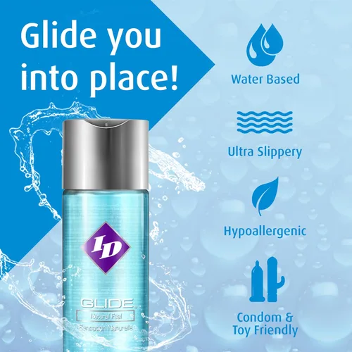 Miniatura 4 de ID Glide 64 oz (1892 ml) Lubricante personal a base de agua hipoalergénico para hombres, mujeres y parejas, sensación natural de deslizamiento