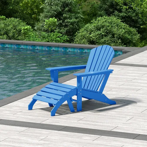 Miniatura 21 de WestinTrends Dylan - Silla Adirondack para exteriores con otomana, juego de 2 piezas, color negro