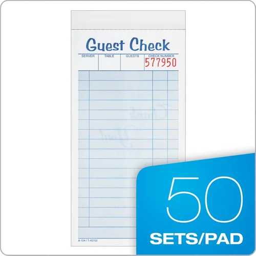 Miniatura 2 de Adams Guest Check Pads, 2 partes, sin carbono, blanco/canario, 3-3/8 pulgadas x 6-3/8 pulgadas, 50 juegos por bloc, paquete de 10 (104-50SW)