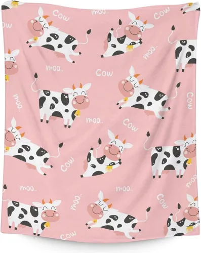 Miniatura 7 de Manta de vaca para niñas pequeñas, tamaño de regazo de 30 x 40 pulgadas, manta de felpa suave y peluda para regalo, manta negra linda para cama, sofá