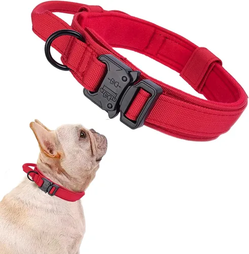 Miniatura 31 de Collar táctico para perro, ajustable, militar, de nailon, con asa de control y hebilla de metal resistente para perros medianos y grandes (negro, S)