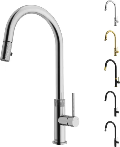 VIGO Bristol VG02033ST - Grifo de cocina con pulverizador desplegable de una sola manija de 19 pulgadas de alto Acero inoxidable