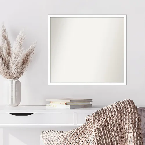 Miniatura 593 de Amanti Art Espejo de baño blanco para sobre el fregadero, 32 x 45 pulgadas, espejo de tocador rectangular blanco esbelto, marco de madera moderno