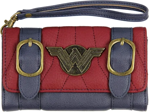 DC Comics Wonder Woman - Cartera de mano con solapa frontal y correa para la muñeca Color múltiple