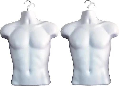 Miniatura 20 de Maniquí masculino con espalda hueca y cuerpo apilable con ganchos para colgar para exhibición de camisetas, encimera, ferias de manualidades, fotos