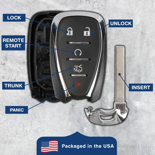Miniatura 6 de KeylessOption Funda de Reemplazo para Llavero de 2016 2017 2018 2019 2020 Chevrolet Chevy Camaro Cruze Malibu Sonic, 5 Botones HYQ4AA, HYQ4EA, Sin