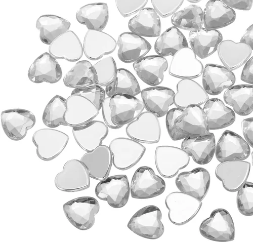Miniatura 17 de MECCANIXITY 60 calcomanías acrílicas de diamantes de imitación de corazón de 0.315 in con parte trasera plana, gemas de plástico para manualidades