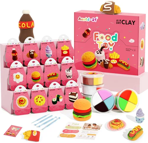 Miniatura 11 de Aestd-ST - Kit de arcilla seca al aire, con temática de pastel, arcilla para modelar para niños, arcilla mágica de postre con herramientas