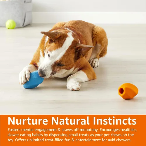 Miniatura 8 de Amazon Basics Juguete Interactivo para Perros Dispensador de Golosinas de Enriquecimiento para Masticar, Mediano, Multicolor, Paquete de 2